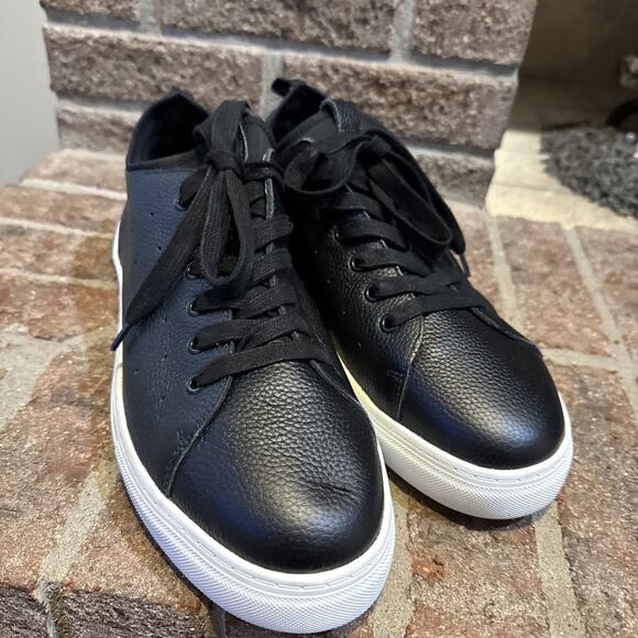 STRAUSS + RAMM Mens Leather Sneakers Black Size 12 - Picture 1 of 16